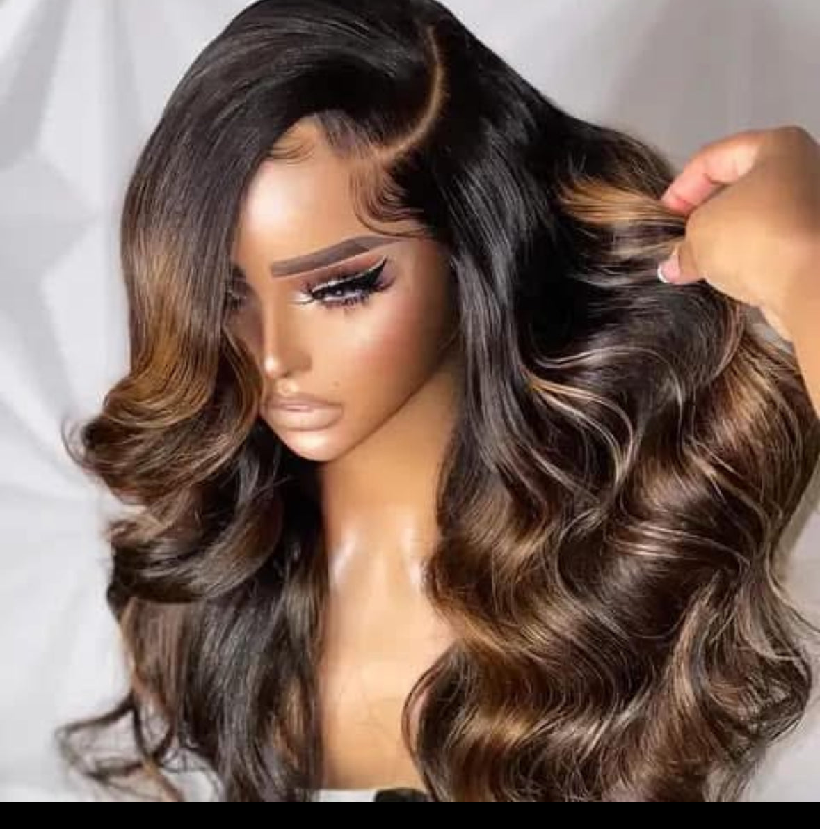 Perruque Ondulée Balayage Brun Caramel -Lace Front