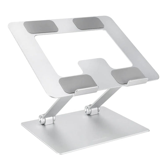 Support Pliable Ergonomique pour Ordinateur Portable Amazon Basics, Réhausseur Réglable pour Bureau, Compatible avec tous les Ordinateurs Portables et Carnets jusqu'à 17,3 Pouces, 10 x 8,7 x 6 pouces, Argent