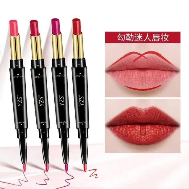 Rouge à Lèvres & Crayon 2-en-1 – Contour Précis & Couleur Intense