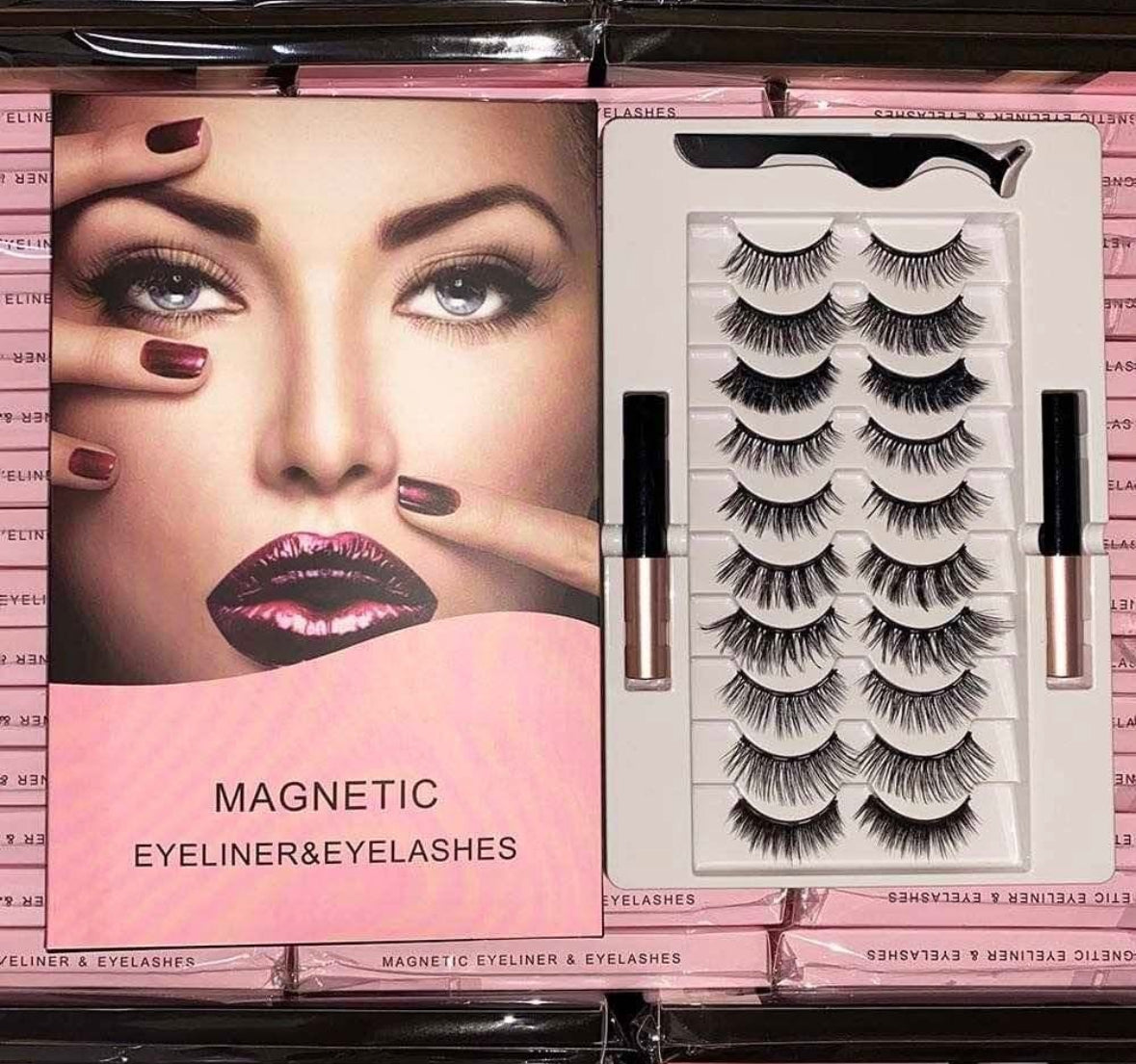 Coffret Faux Cils Magnétiques + Eyeliner – Look Glamour et Pose Facile