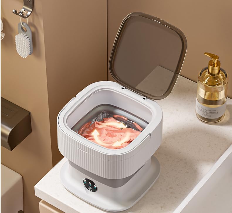Disponible sur Amazon:-https://www.amazon.ca/dp/B0DP7YYJGD  Mini machine à laver portable de 10 L, mini machine à laver portable pliable, petite machine à laver portable utilisée pour les sous-vêtements de voyage Gris